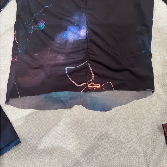 Babaton Aritzia Navy and Purple Long Sleeve Sheer Top with Cut Hem Size S - Picture 6 of 8